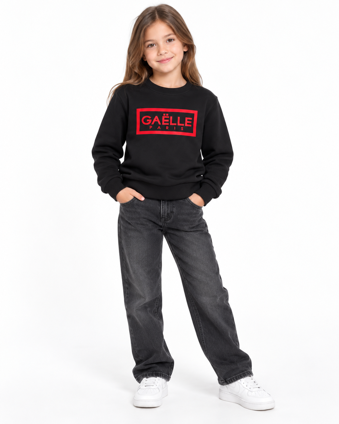 Felpa Bambina Gaëlle Paris – Nera con Logo Rosso