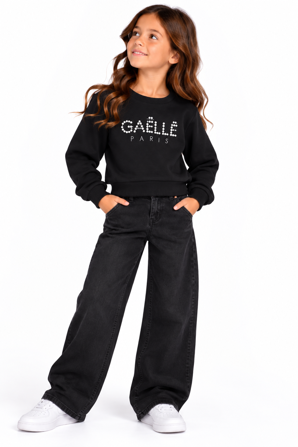 Felpa Bambina Gaëlle Paris – Nera con Perline