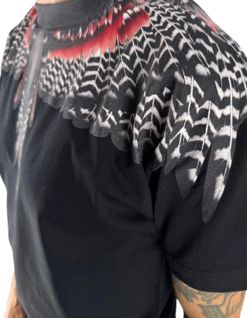 County of Milan – T-shirt uomo nera stampa piume