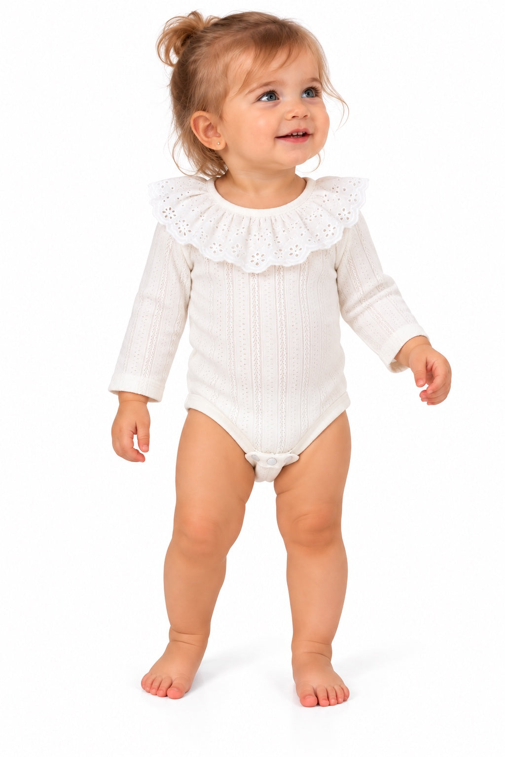 Body bambina Linea Marùi bianco con colletto ricamato