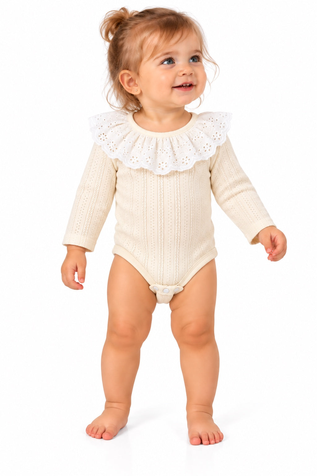 Body bambina Linea Marùi panna con colletto ricamato