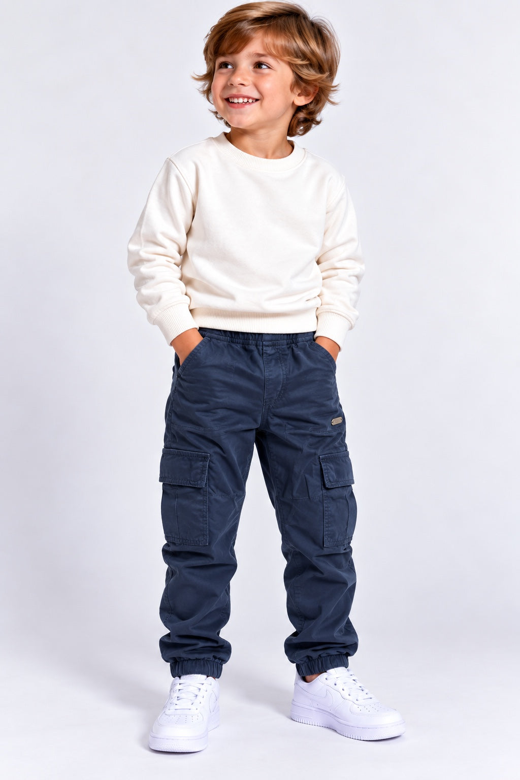 Pantalone cargo bambino Aspen Polo Club blu con tasche laterali