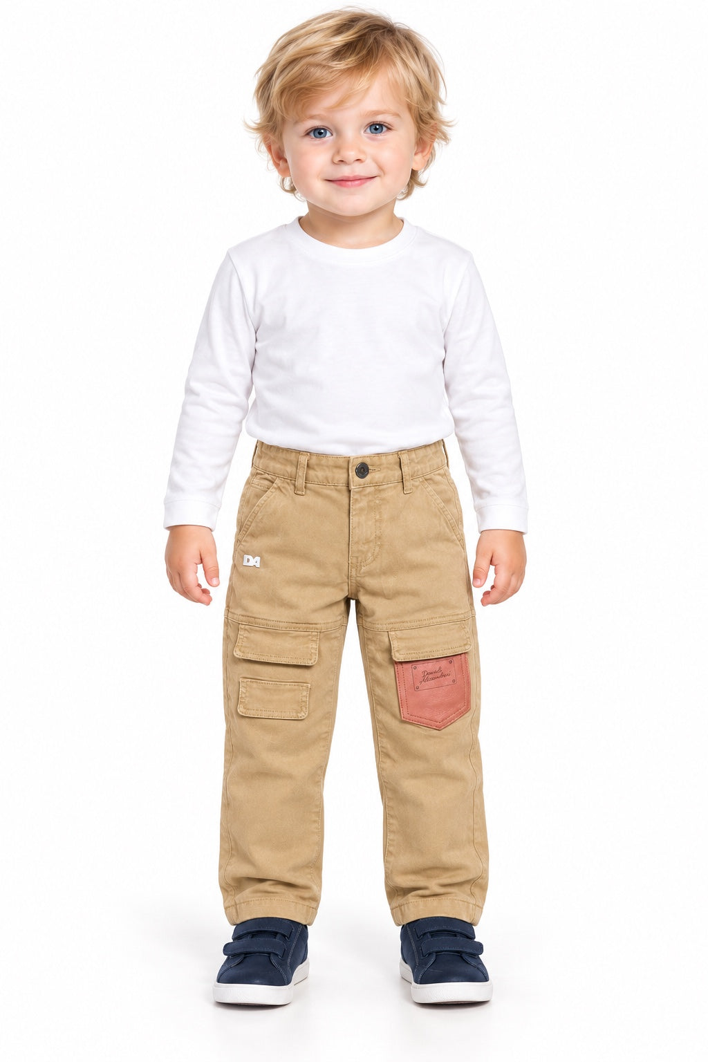 Pantaloni cargo bambino Daniele Alessandrini beige - fronte