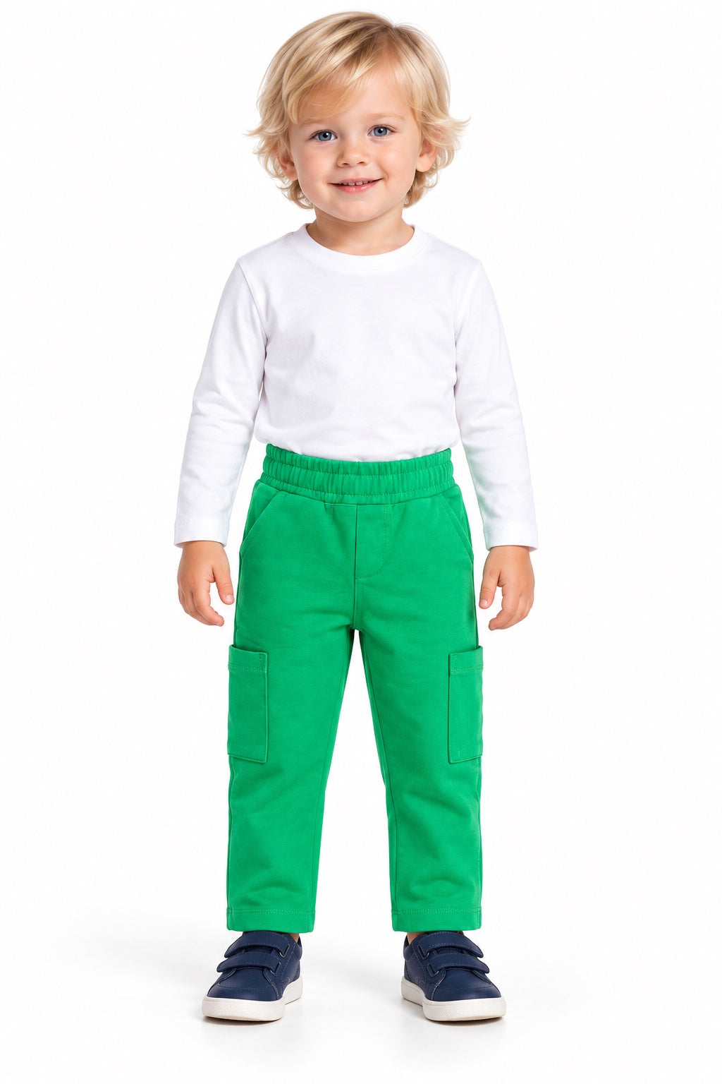Pantaloni cargo bambino Daniele Alessandrini verdi - fronte