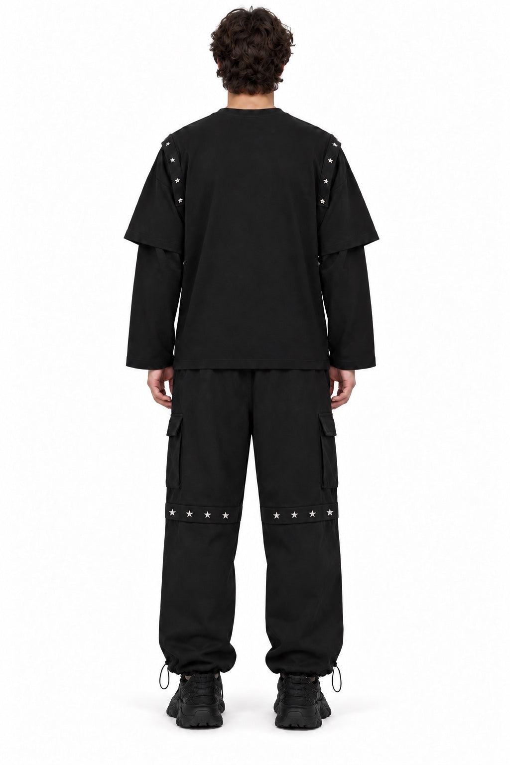 Completo nero con stelle e maglia long sleeve - retro