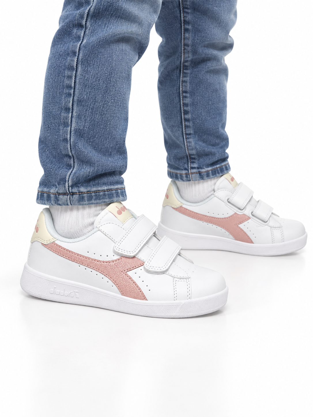 Sneakers Diadora Kids bianche e rosa