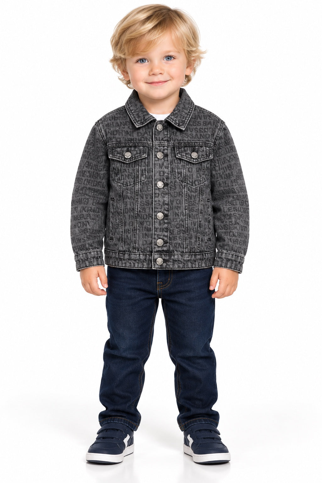 Giacca denim bambino Daniele Alessandrini grigia - fronte