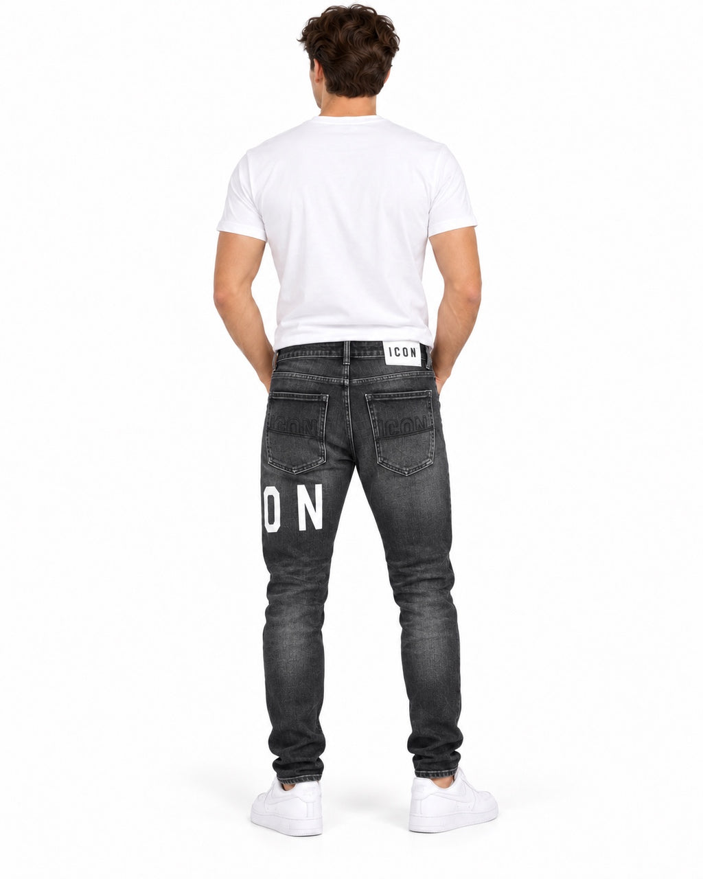 Jeans ICON neri con scritte - retro