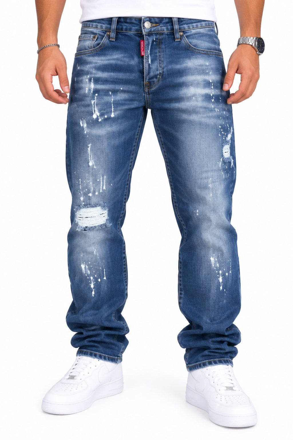 Jeans V.T.L skinny blu chiaro con strappi - fronte