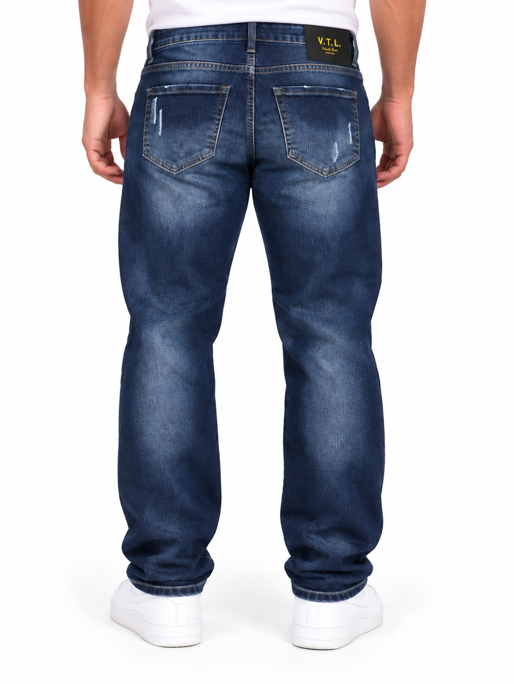 Jeans V.T.L skinny blu con logo giallo - retro