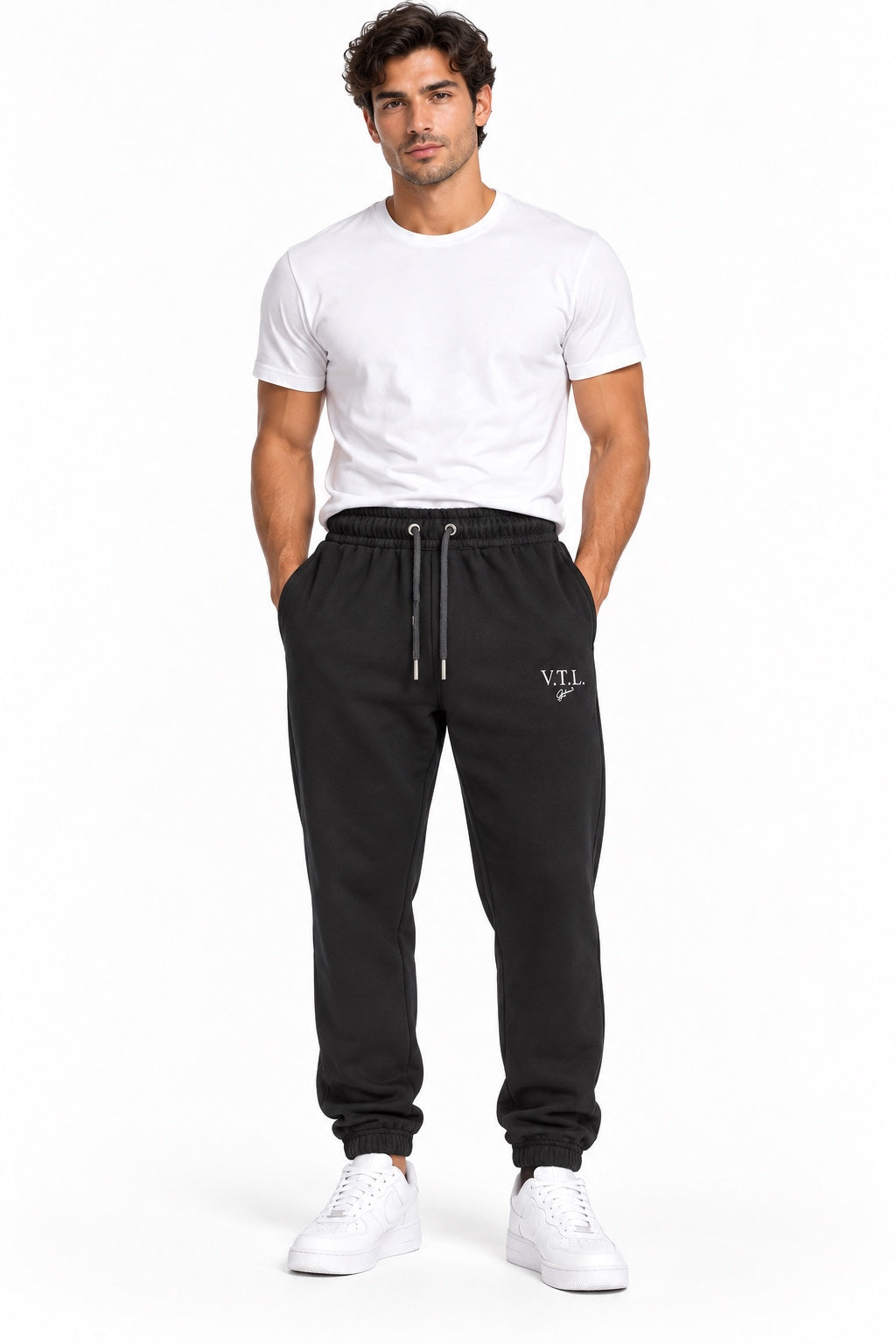 Pantaloni jogger uomo V.T.L neri - fronte