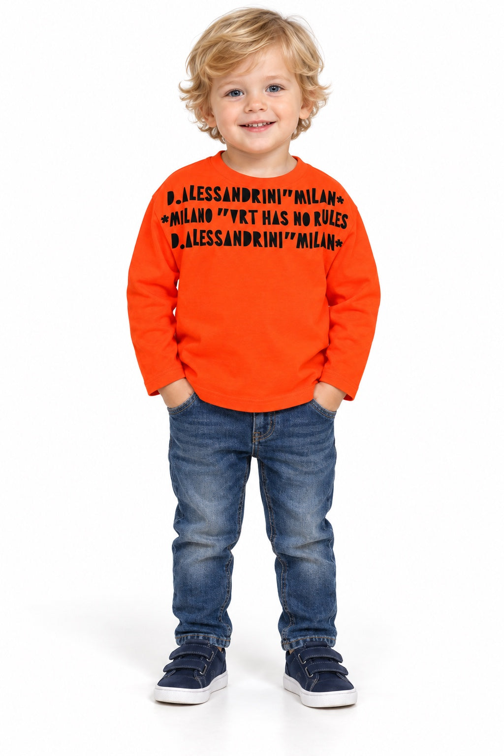 Maglia bambino Daniele Alessandrini arancione a maniche lunghe