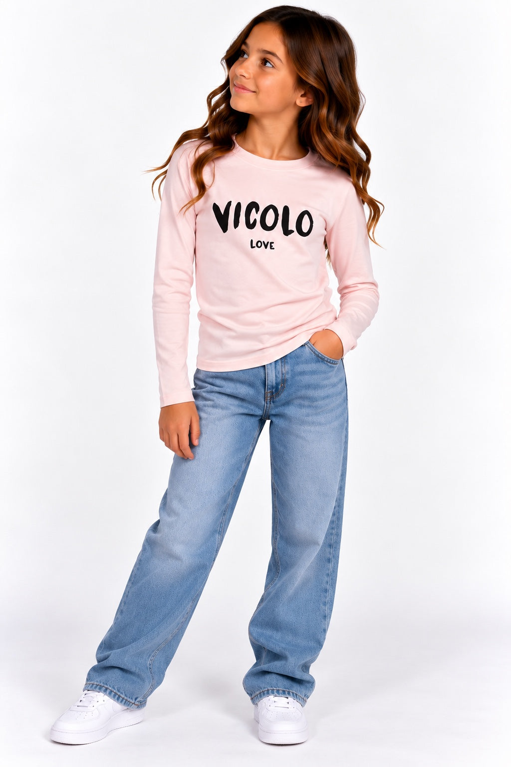 Maglietta bambina Vicolo Love rosa a maniche lunghe