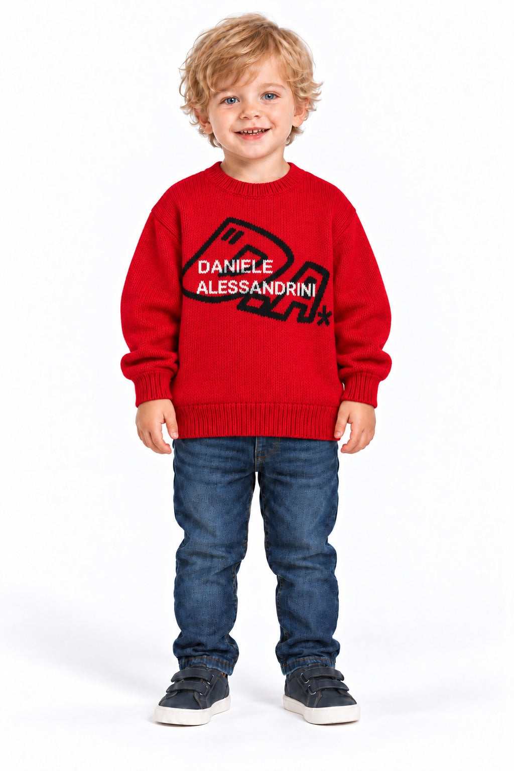 Maglione bambino Daniele Alessandrini rosso con logo