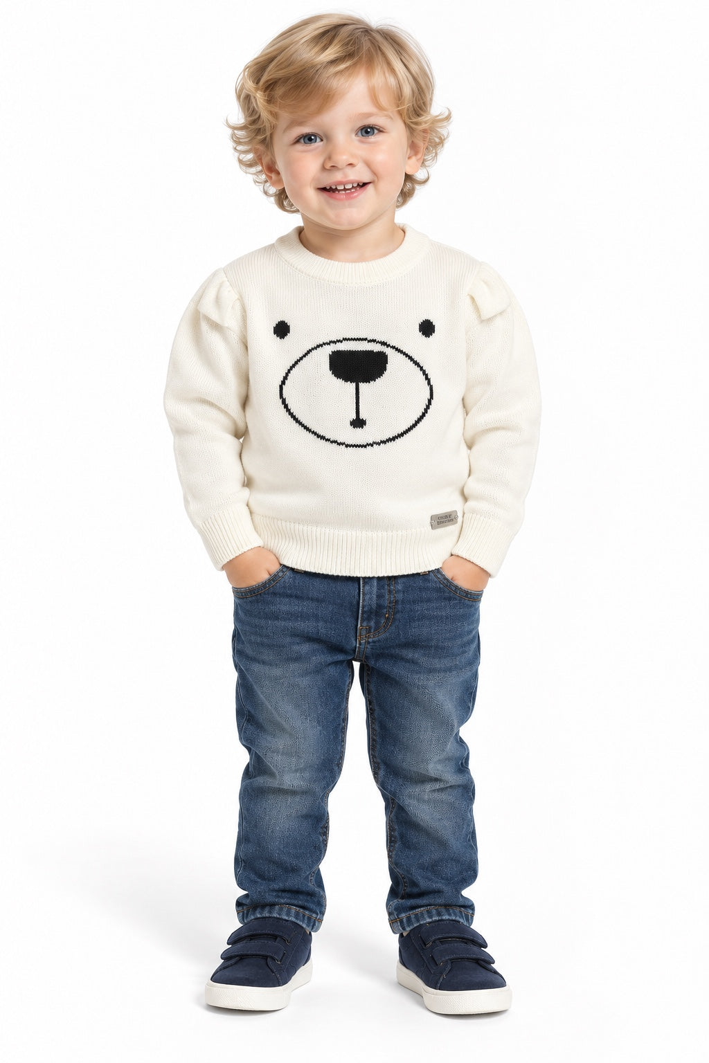 Maglione bambino avorio con orsetto