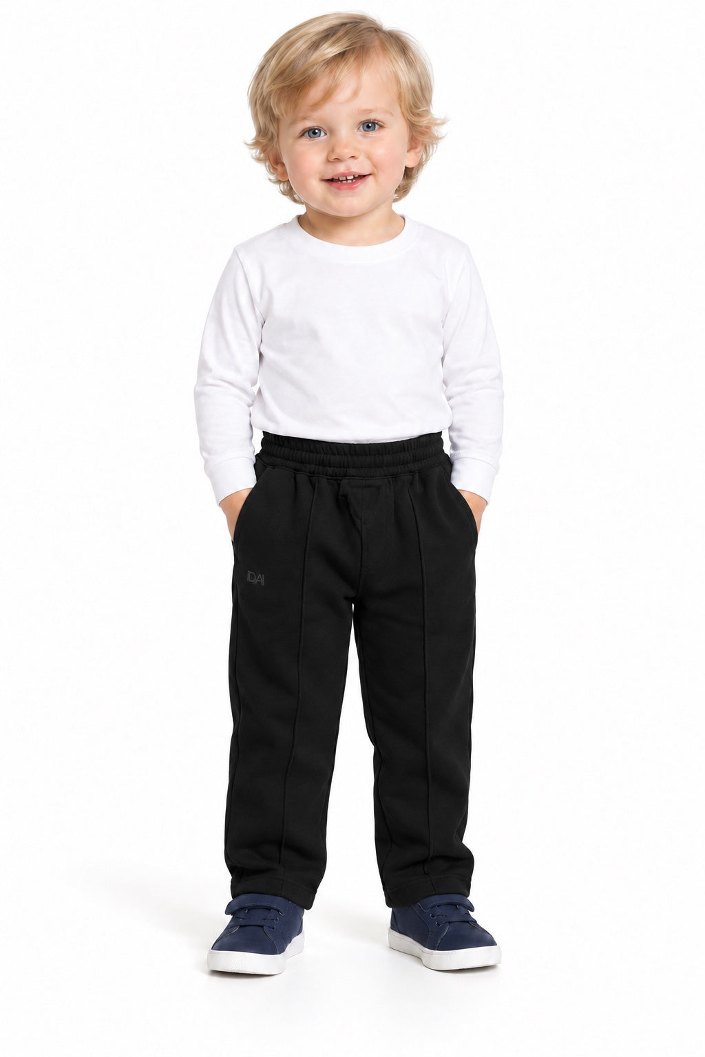 Pantaloni bambino neri con vita elasticizzata