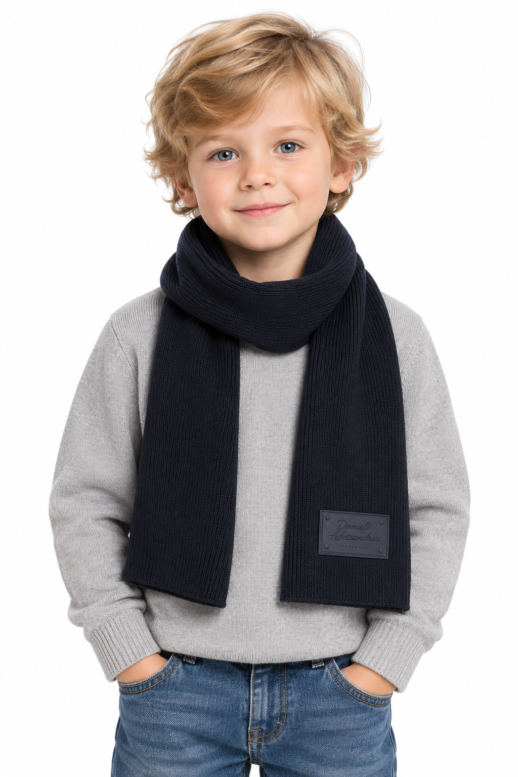 Sciarpa bambino Blu scuro indossata