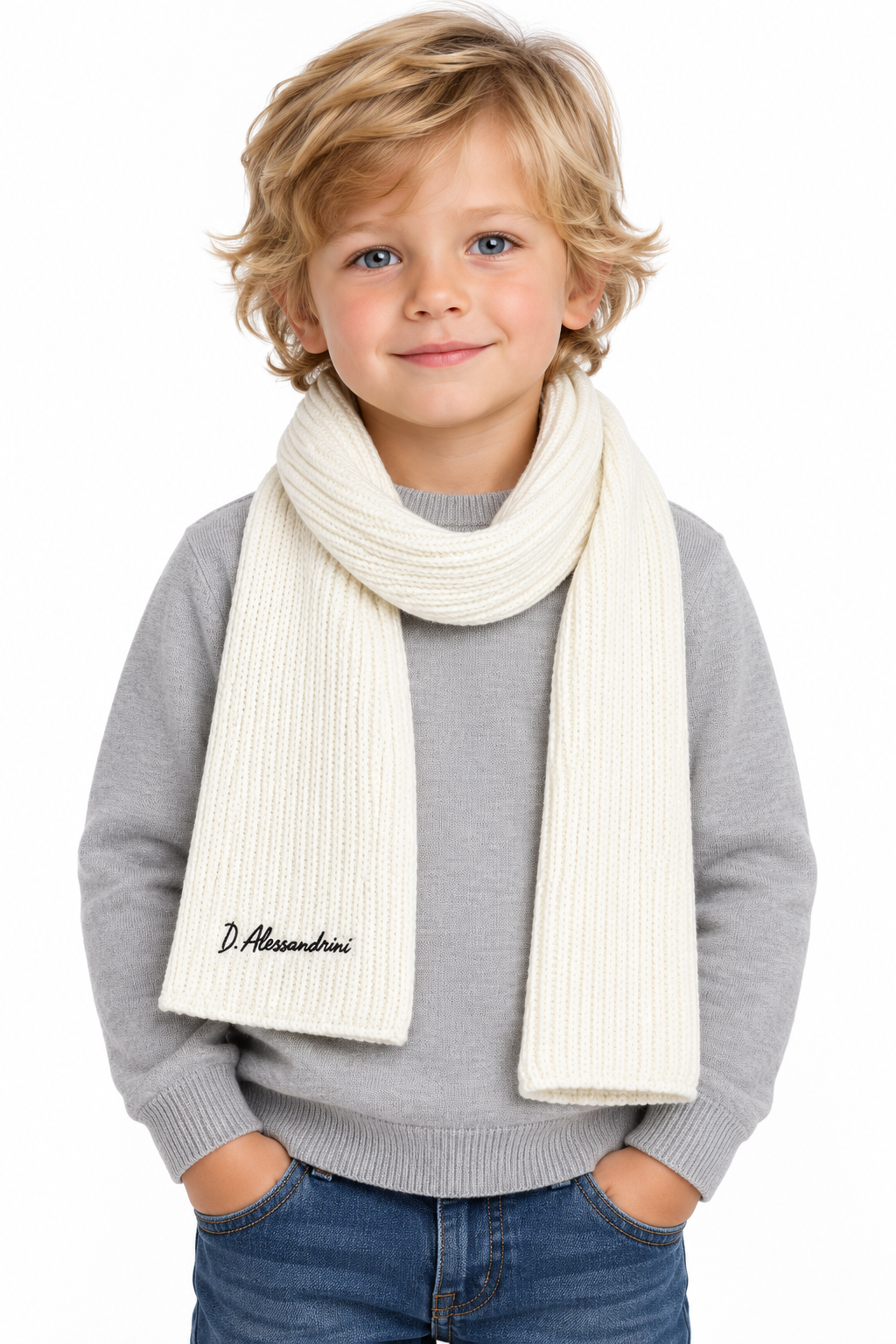 Sciarpa bambino Panna indossata