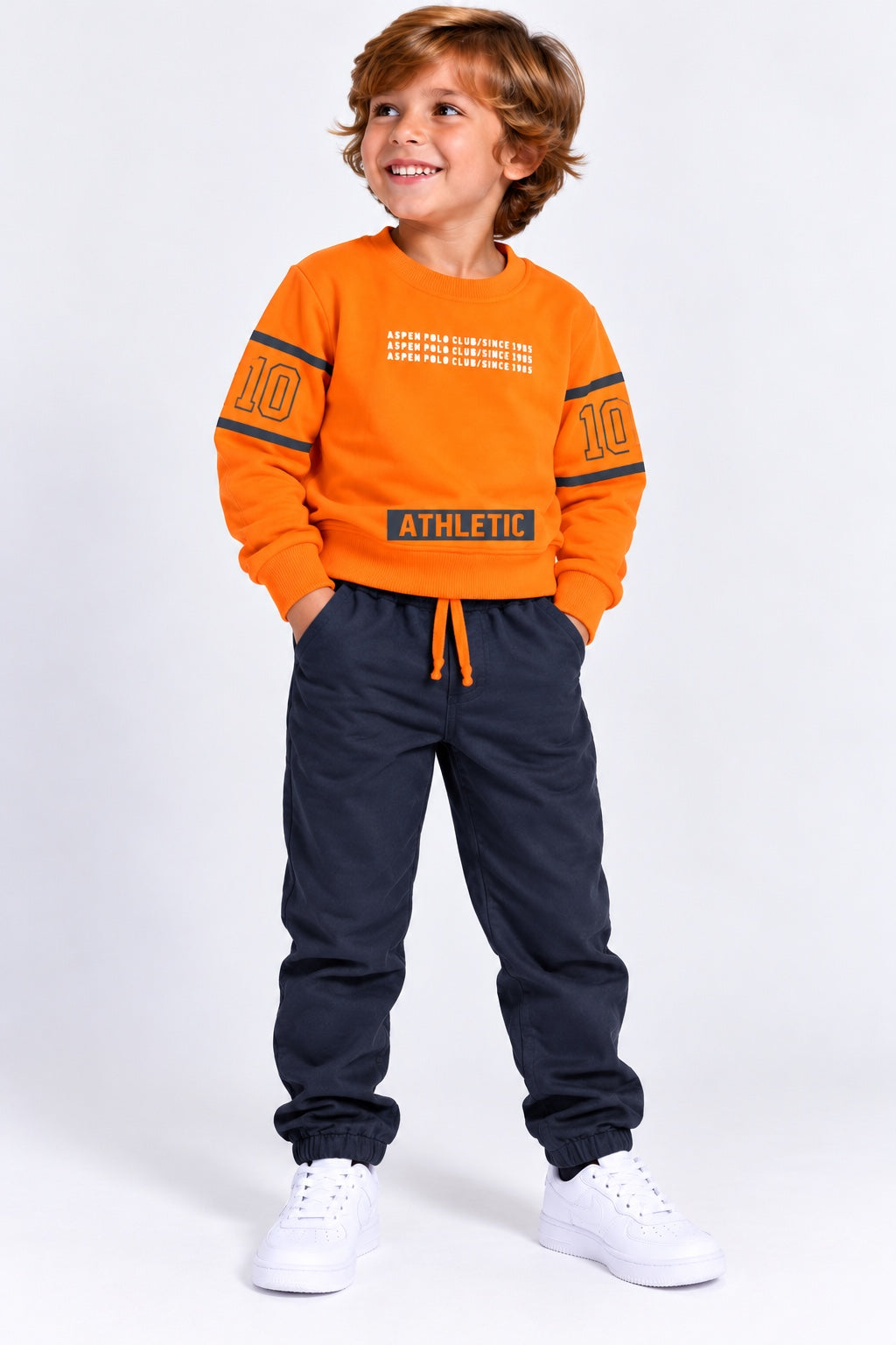 Tuta bambino Aspen Polo Club Athletic arancione e blu